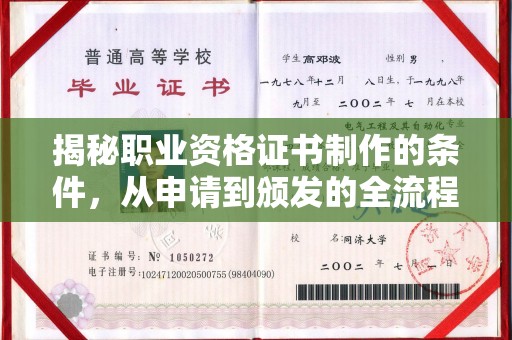 惠阳揭秘职业资格证书制作的条件，从申请到颁发的全流程解析